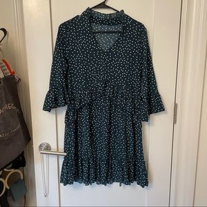 Ruffle Teal Dress (ft on buzzfeed Instagram) sz Sm